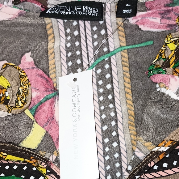 7th Avenue Design Studio Floral Chain Print Sleeveless Blouse XL - Picture 5 of 8